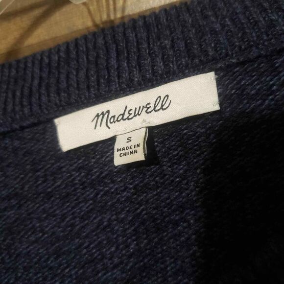 Madewell Tie-Cuff Pullover Sweater Navy Womans size Small - Picture 3 of 10